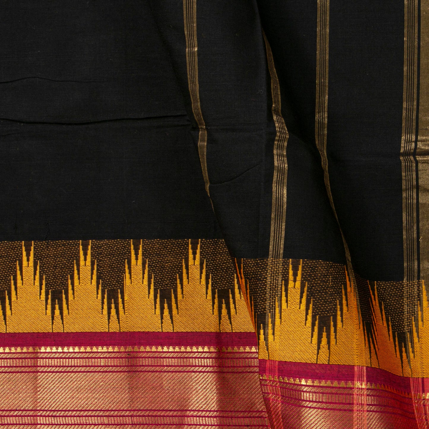 Black Kanchi Cotton Saree PV MM KC 109 - Cotton Saree - Panjavarnam PV MM KC 109