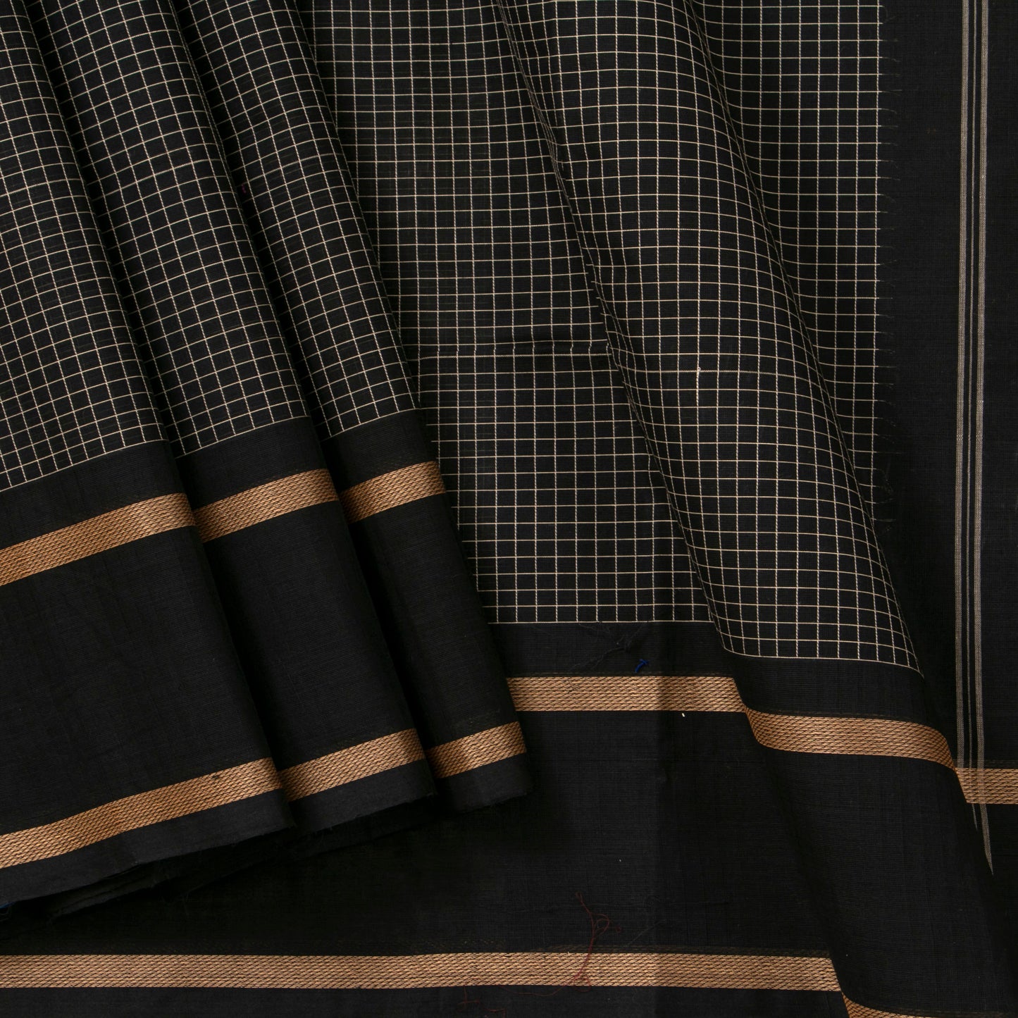 Black Kanchi Cotton Saree PV MM KC 120 - Cotton Saree - Panjavarnam PV MM KC 120