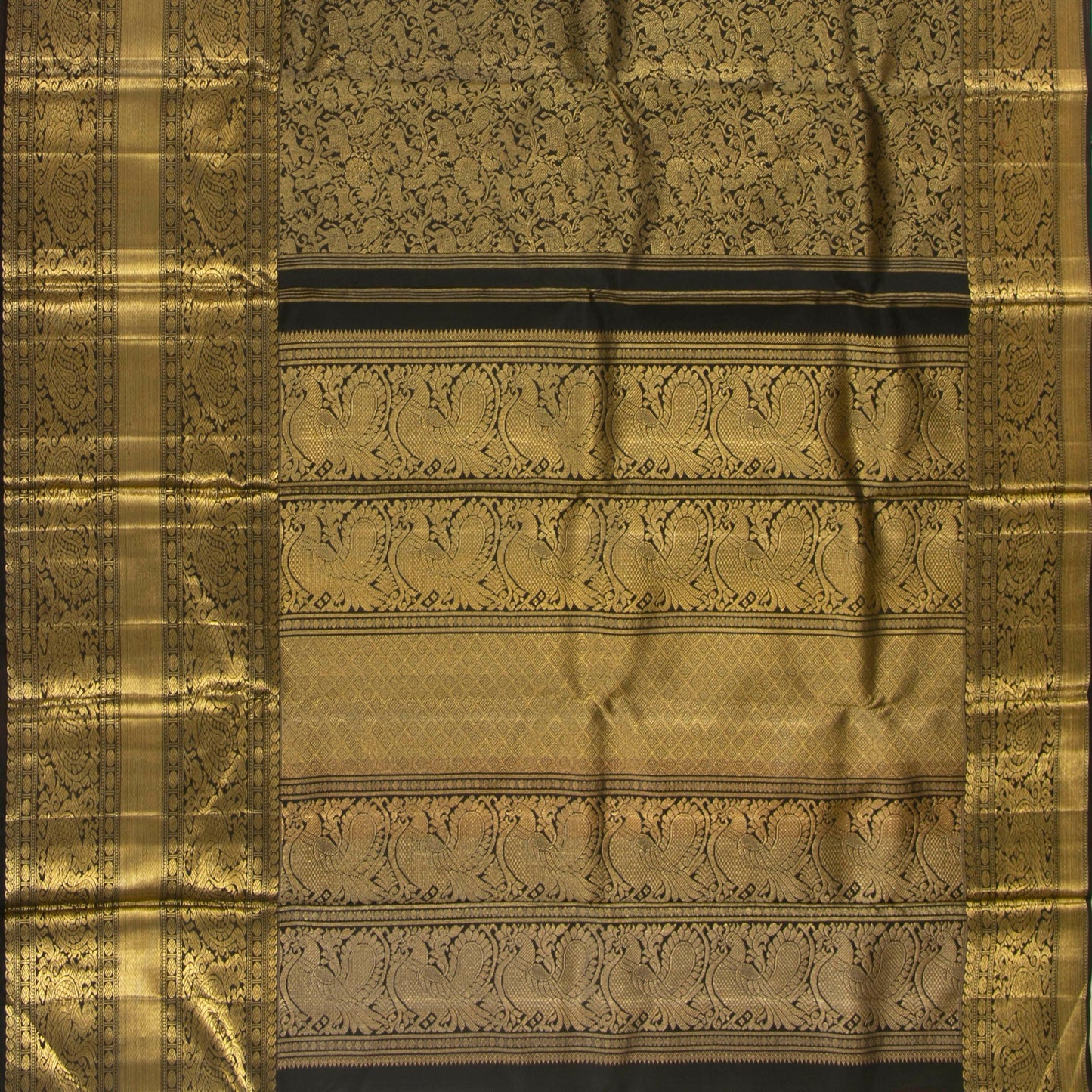 Black Kanchipuram Silk Saree Vanasingaram For Festive Wear PV NYC 1395 - Silk Sari - Panjavarnam PV NYC 1395