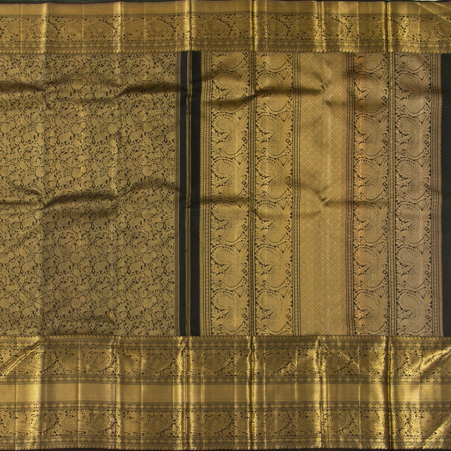 Black Kanchipuram Silk Saree Vanasingaram For Festive Wear PV NYC 1395 - Silk Sari - Panjavarnam PV NYC 1395