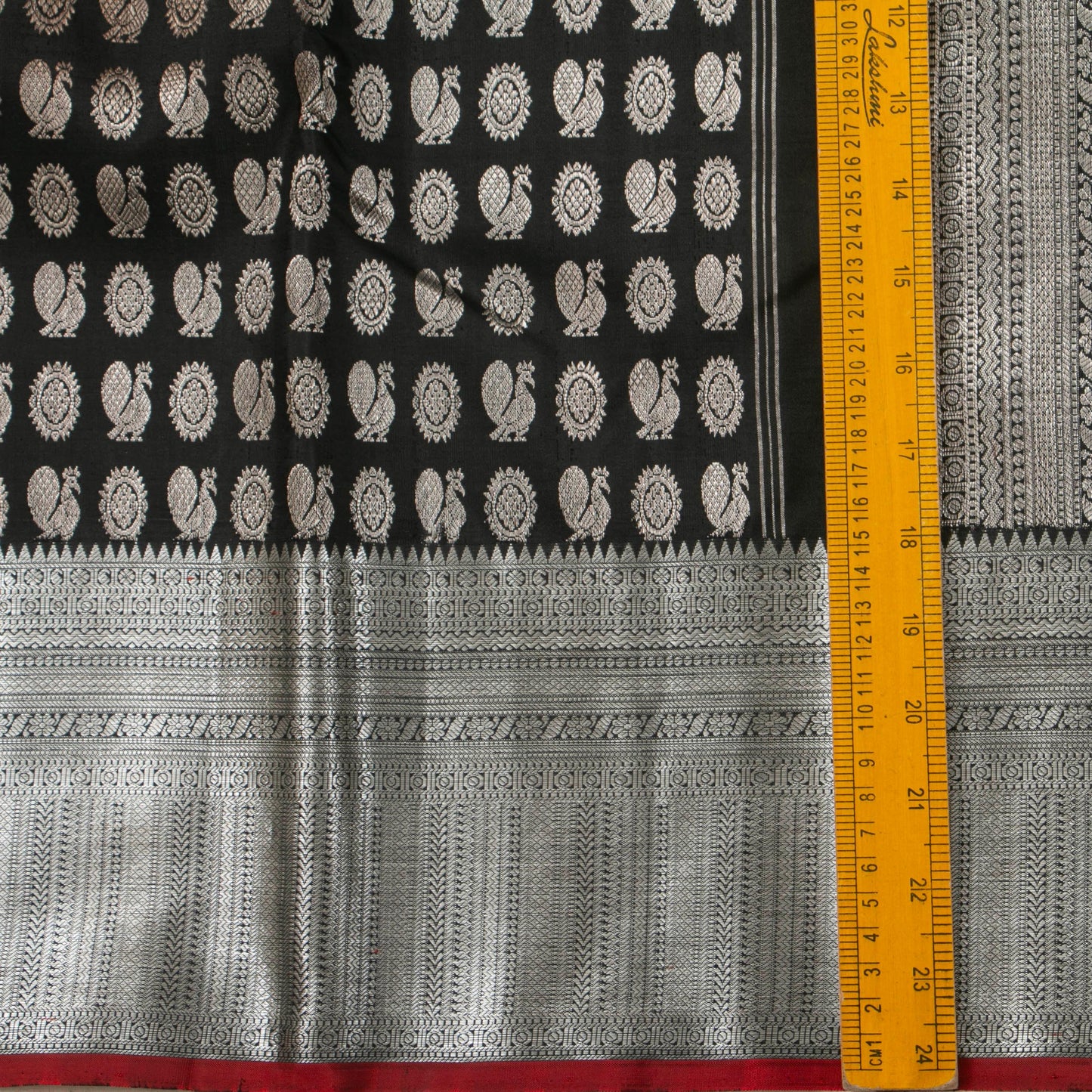Black Kanchipuram Silk Saree With Silver Zari For Bridal Wear PV NYC 1365 - Silk Sari - Panjavarnam PV NYC 1365