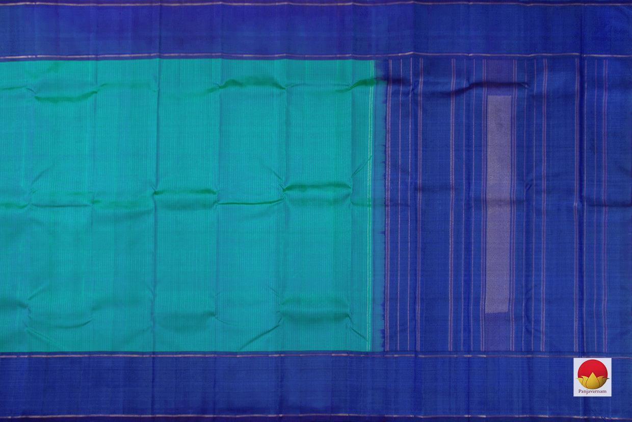 Blue And Green Dual Shade Kanchipuram Silk Saree With A Blue Rettail Pettu Border Handwoven Pure Silk Pure Zari For Festive Wear PV GTA 40 - Silk Sari - Panjavarnam PV GTA 40