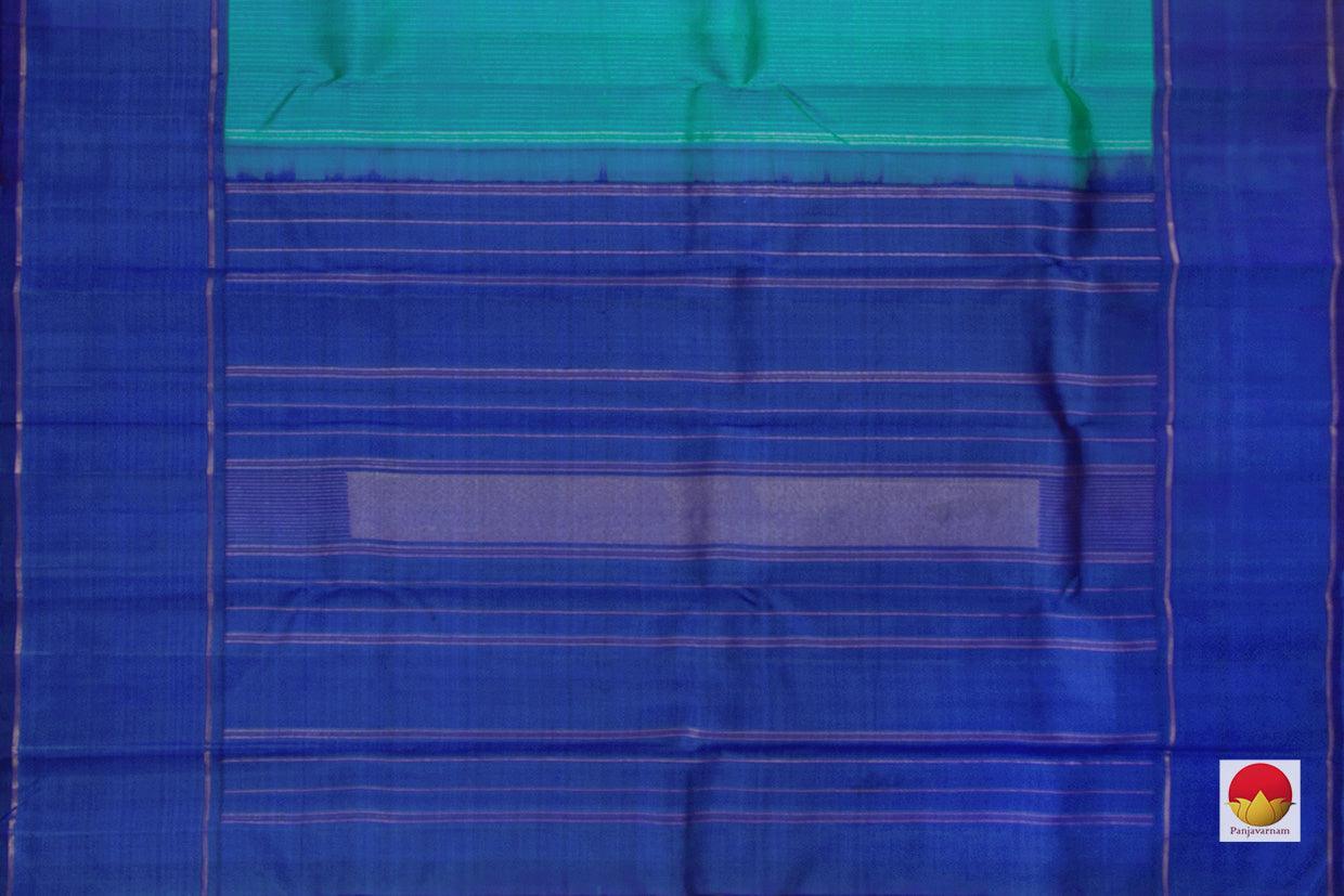 Blue And Green Dual Shade Kanchipuram Silk Saree With A Blue Rettail Pettu Border Handwoven Pure Silk Pure Zari For Festive Wear PV GTA 40 - Silk Sari - Panjavarnam PV GTA 40