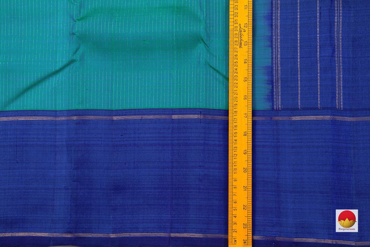 Blue And Green Dual Shade Kanchipuram Silk Saree With A Blue Rettail Pettu Border Handwoven Pure Silk Pure Zari For Festive Wear PV GTA 40 - Silk Sari - Panjavarnam PV GTA 40