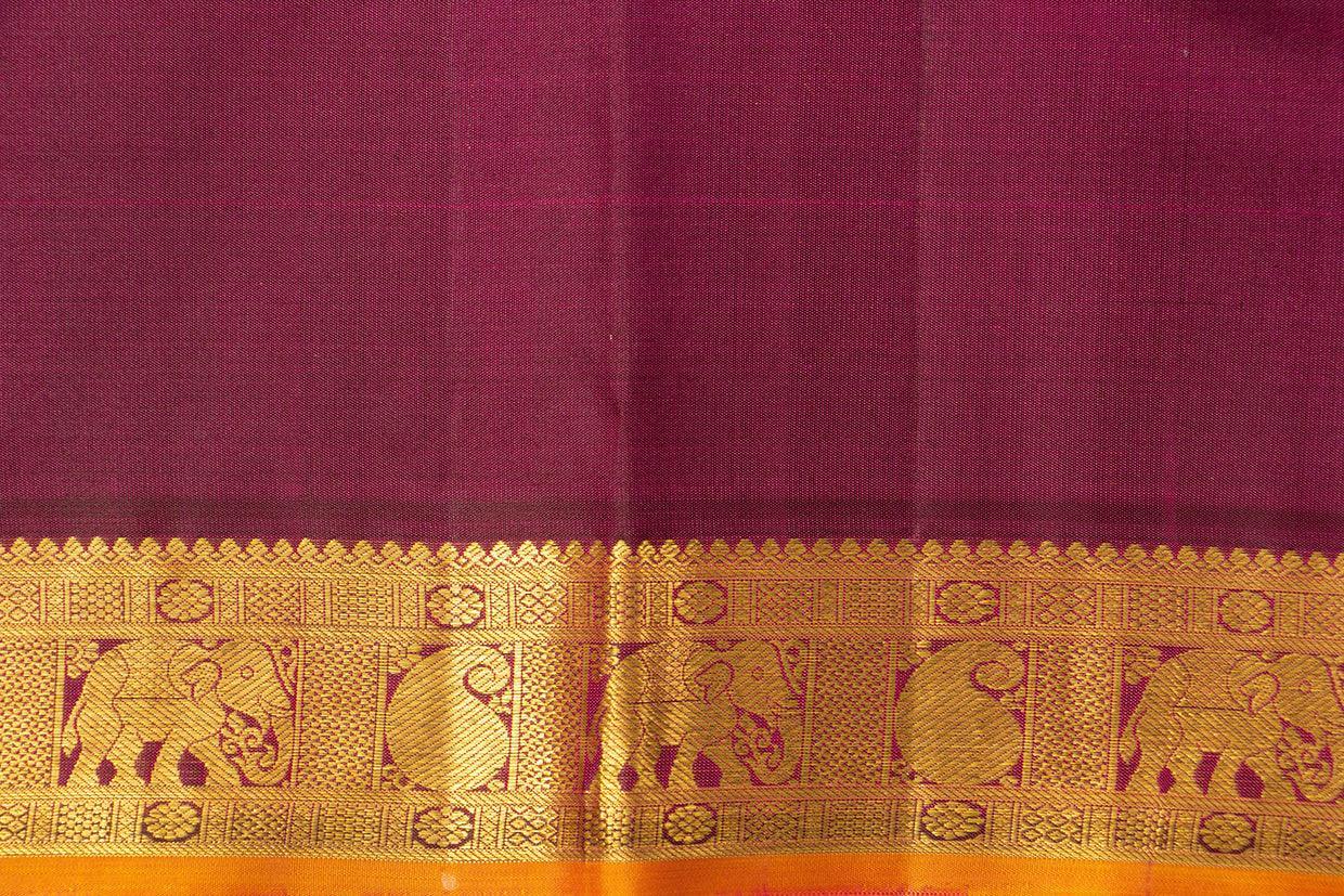 Blue And Magenta Kanchipuram Silk Saree With Medium Border Handwoven Pure Silk For Festive Wear PV J 560 - Silk Sari - Panjavarnam PV J 560