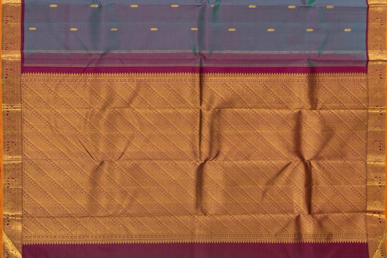 Blue And Magenta Kanchipuram Silk Saree With Medium Border Handwoven Pure Silk For Festive Wear PV J 560 - Silk Sari - Panjavarnam PV J 560