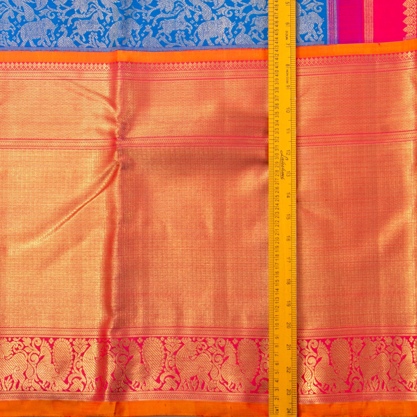 Blue And Orange Vanasingaram Kanchipuram Silk Saree For Wedding Wear PV NYC 1376 - Silk Sari - Panjavarnam PV NYC 1376
