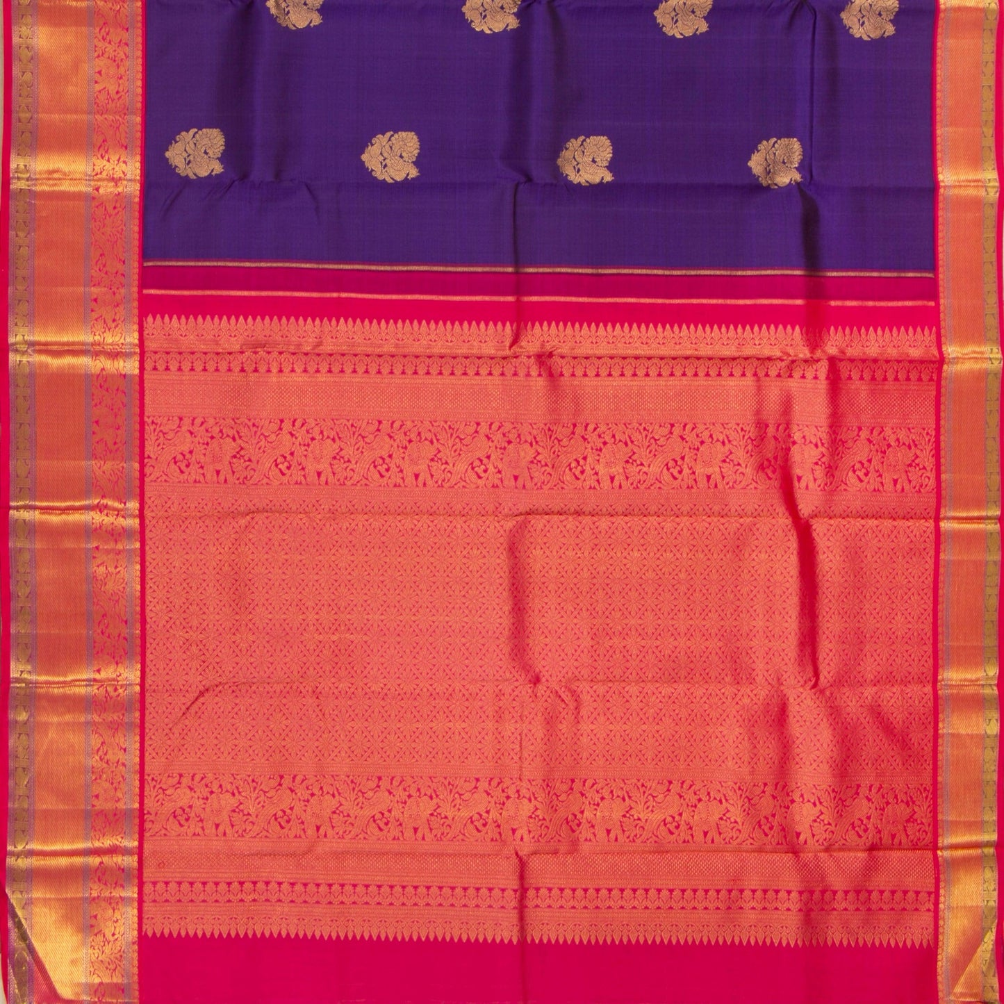 Blue And Pink Kanchipuram Silk Saree For Festive Wear PV NYC 1301 - Silk Sari - Panjavarnam PV NYC 1301