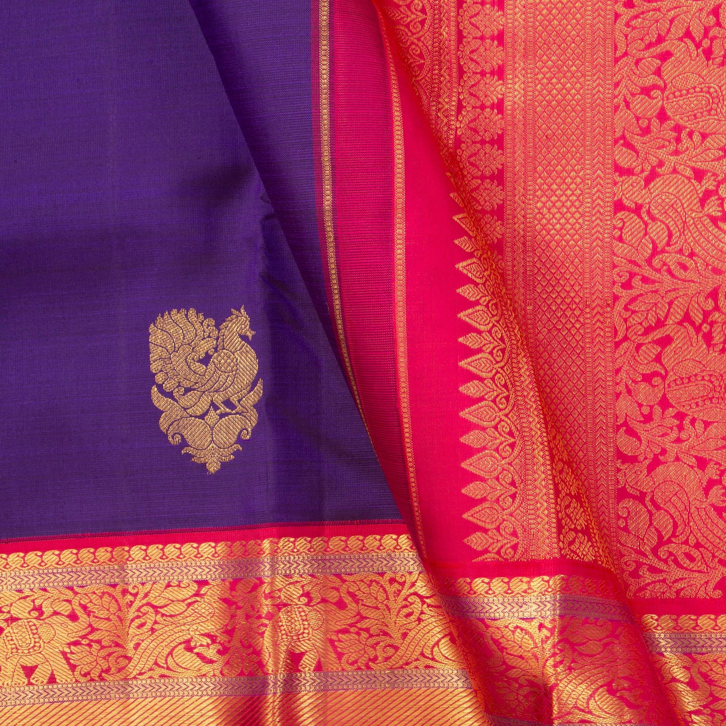 Blue And Pink Kanchipuram Silk Saree For Festive Wear PV NYC 1301 - Silk Sari - Panjavarnam PV NYC 1301