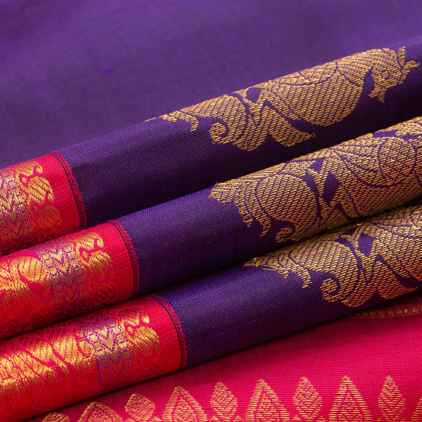 Blue And Pink Kanchipuram Silk Saree For Festive Wear PV NYC 1301 - Silk Sari - Panjavarnam PV NYC 1301