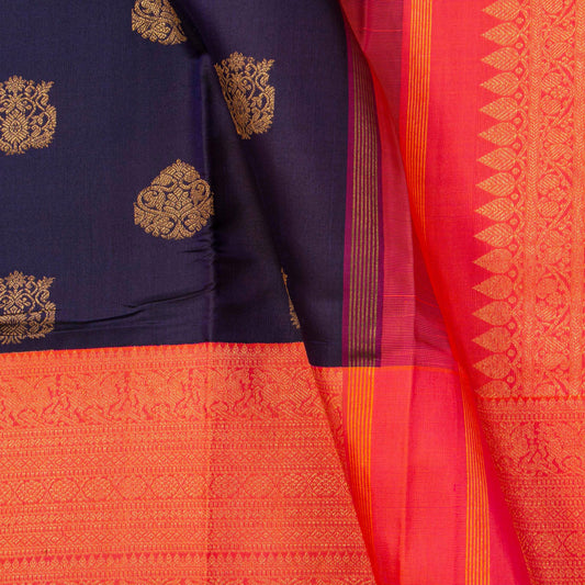 Blue And Pink Kanchipuram Silk Saree For Wedding Wear PV NYC 1573 - Silk Sari - Panjavarnam PV NYC 1573