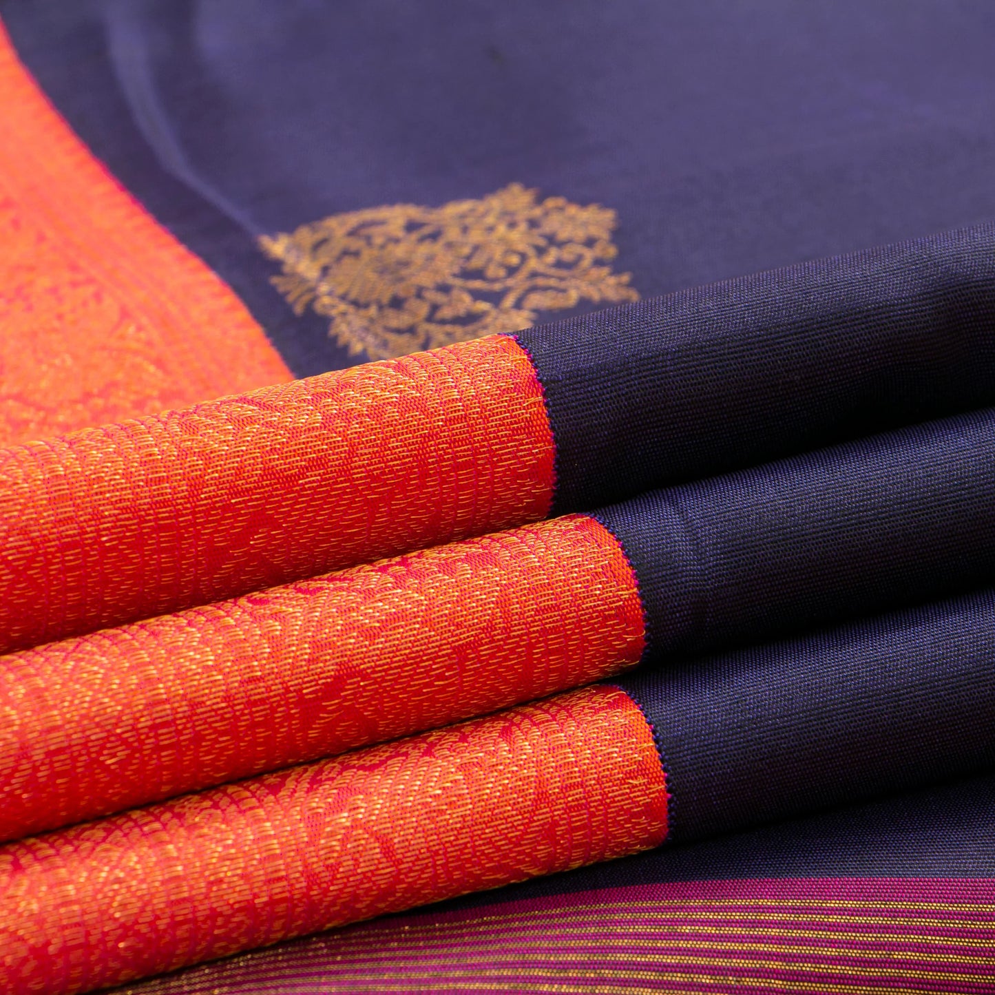 Blue And Pink Kanchipuram Silk Saree For Wedding Wear PV NYC 1573 - Silk Sari - Panjavarnam PV NYC 1573