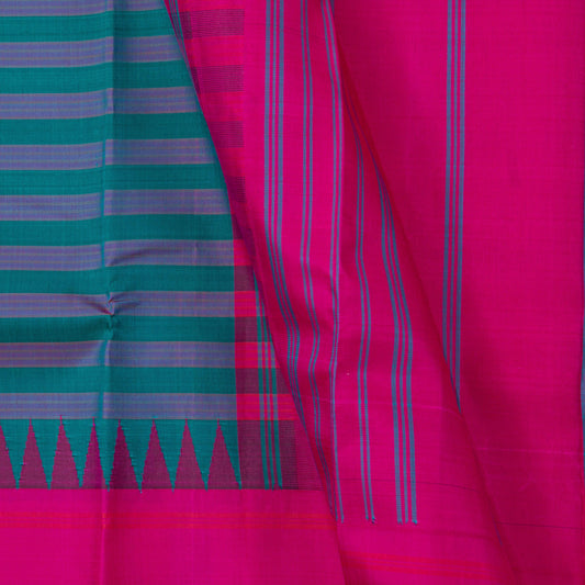 Blue And Pink Kanchipuram Silk Saree With No Zari For Office Wear PV RM NZ 480 - Silk Sari - Panjavarnam PV RM NZ 480
