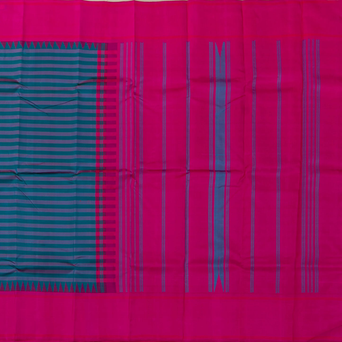 Blue And Pink Kanchipuram Silk Saree With No Zari For Office Wear PV RM NZ 480 - Silk Sari - Panjavarnam PV RM NZ 480