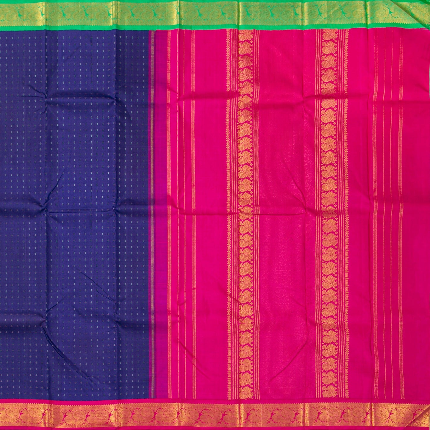 Blue Ganga Jamuna Border Kanchipuram Silk Saree For Festive Wear PV NYC 1471 - Silk Sari - Panjavarnam PV NYC 1471