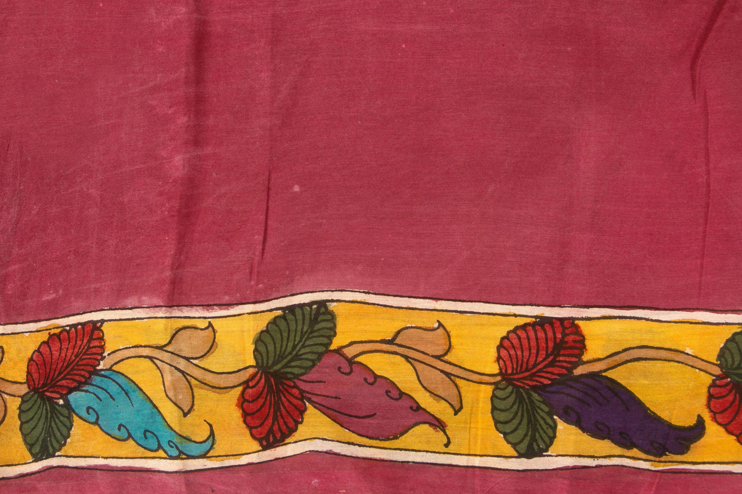 Blue Kalamkari Bangalore Silk Saree With Zari Border Handpainted Organic Dyes For Office Wear PKBS 573 - Kalamkari Silk - Panjavarnam PKBS 573