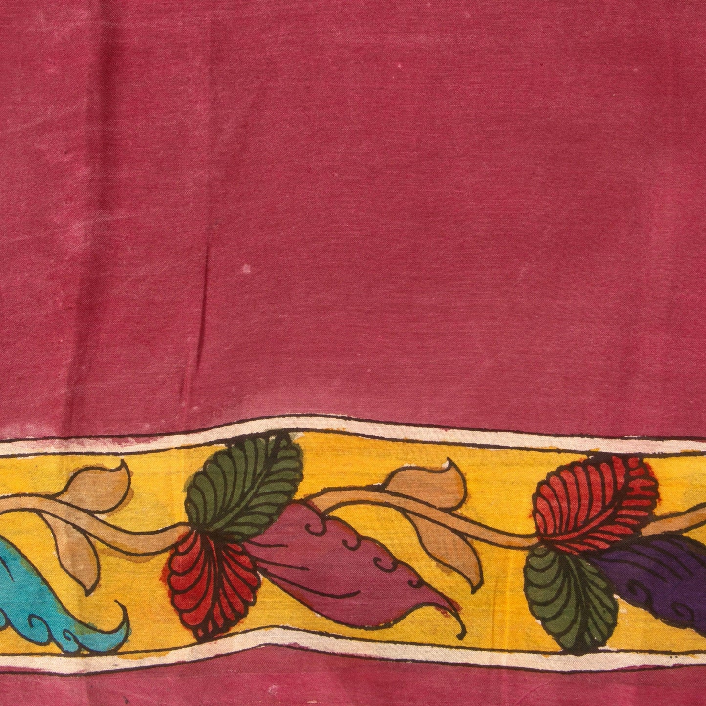 Blue Kalamkari Bangalore Silk Saree With Zari Border Handpainted Organic Dyes For Office Wear PKBS 573 - Kalamkari Silk - Panjavarnam PKBS 573