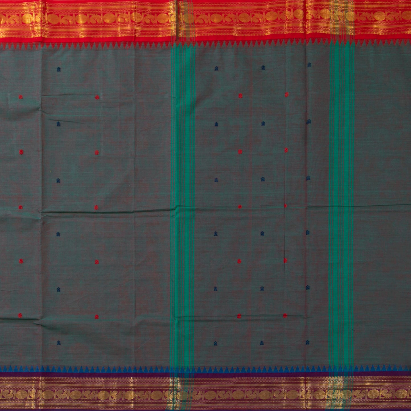Blue Kanchi Cotton Saree Ganga Jamuna Border PV MM KC 191 - Cotton Saree - Panjavarnam PV MM KC 191