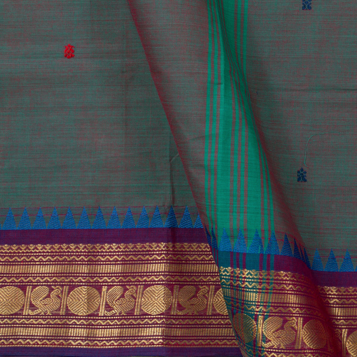 Blue Kanchi Cotton Saree Ganga Jamuna Border PV MM KC 191 - Cotton Saree - Panjavarnam PV MM KC 191
