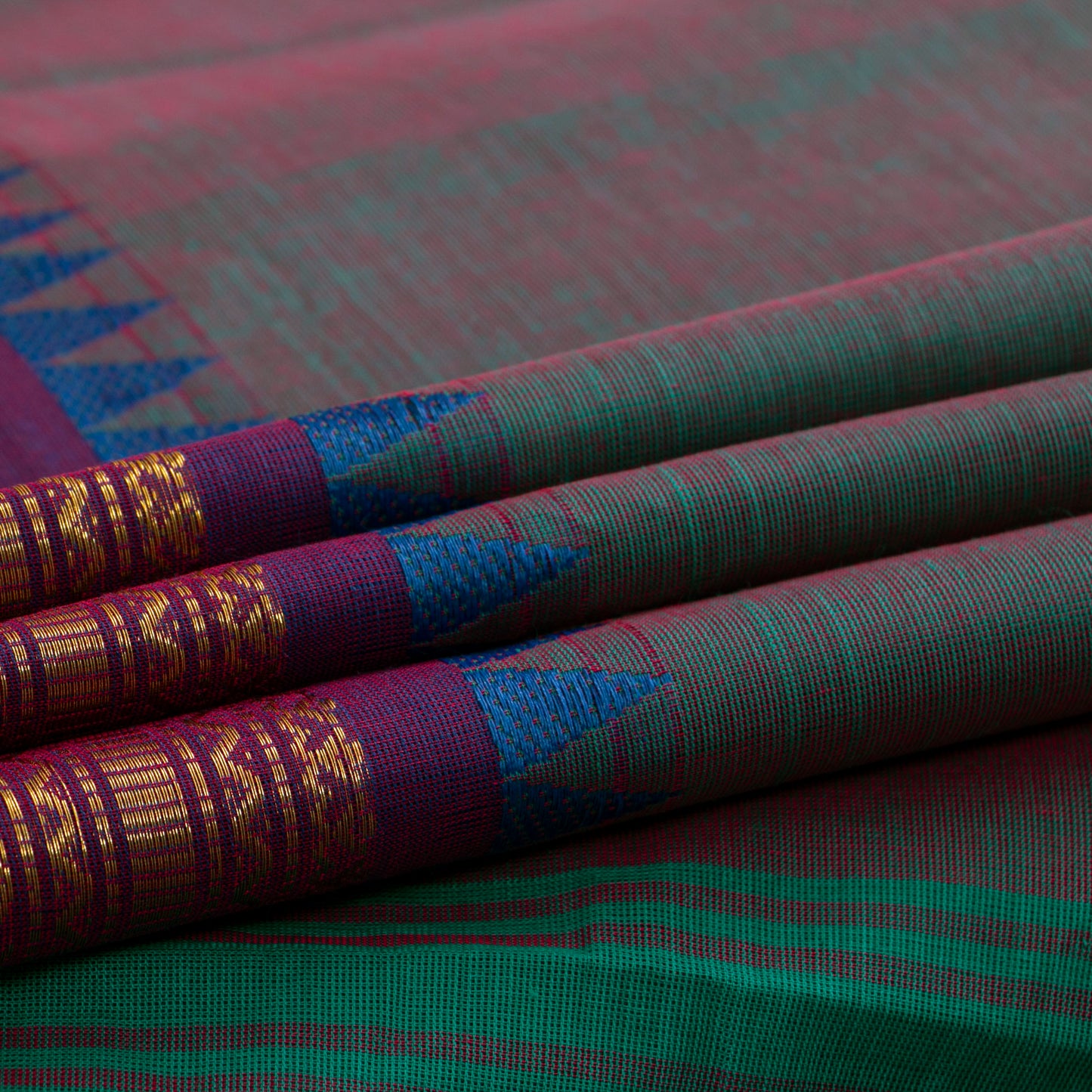 Blue Kanchi Cotton Saree Ganga Jamuna Border PV MM KC 191 - Cotton Saree - Panjavarnam PV MM KC 191