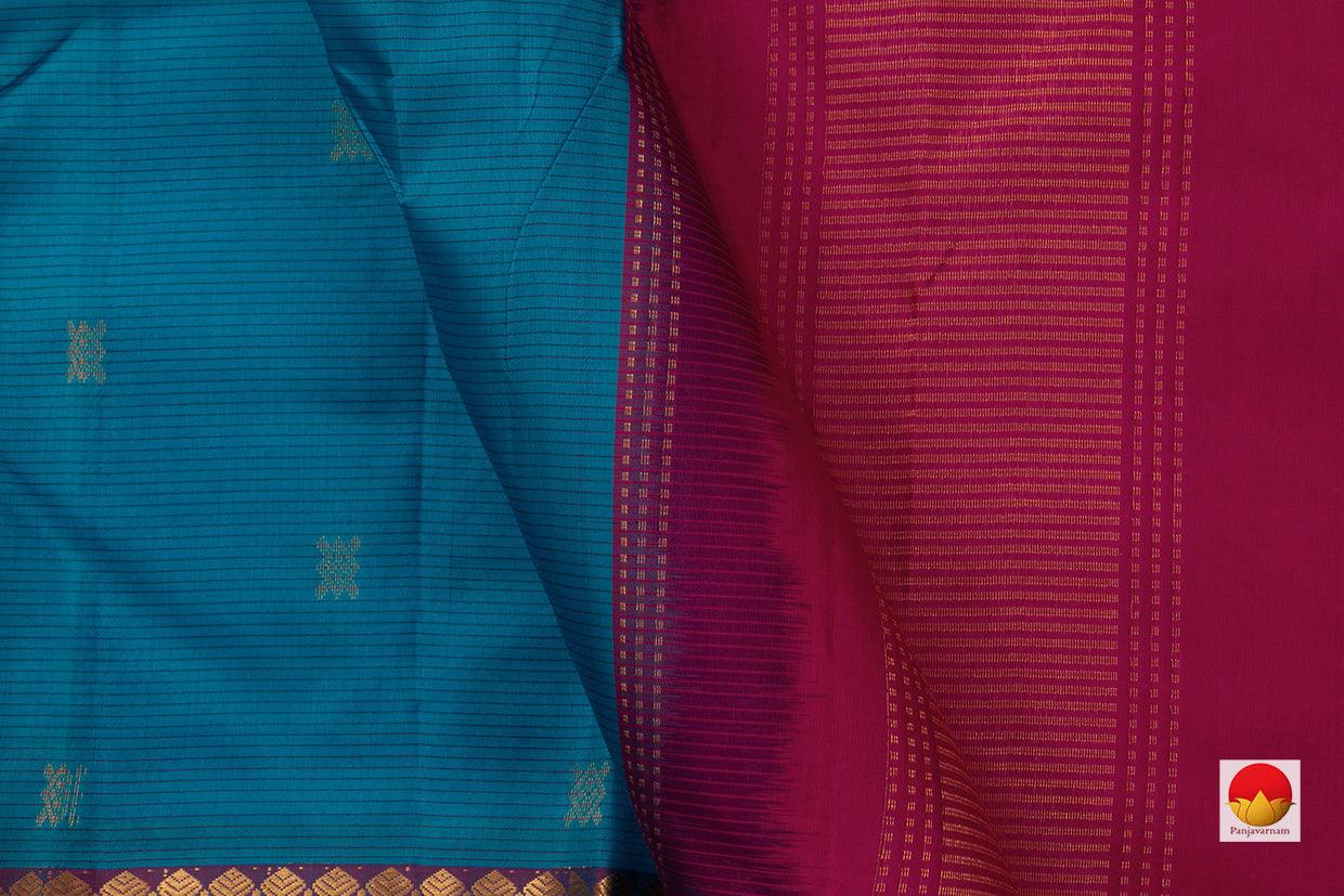 Blue Kanchipuram Silk Saree Handwoven Pure Silk For Festive Wear PV NYC 614 - Silk Sari - Panjavarnam
