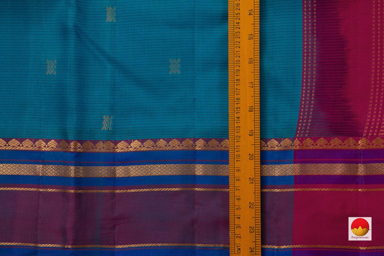 Blue Kanchipuram Silk Saree Handwoven Pure Silk For Festive Wear PV NYC 614 - Silk Sari - Panjavarnam