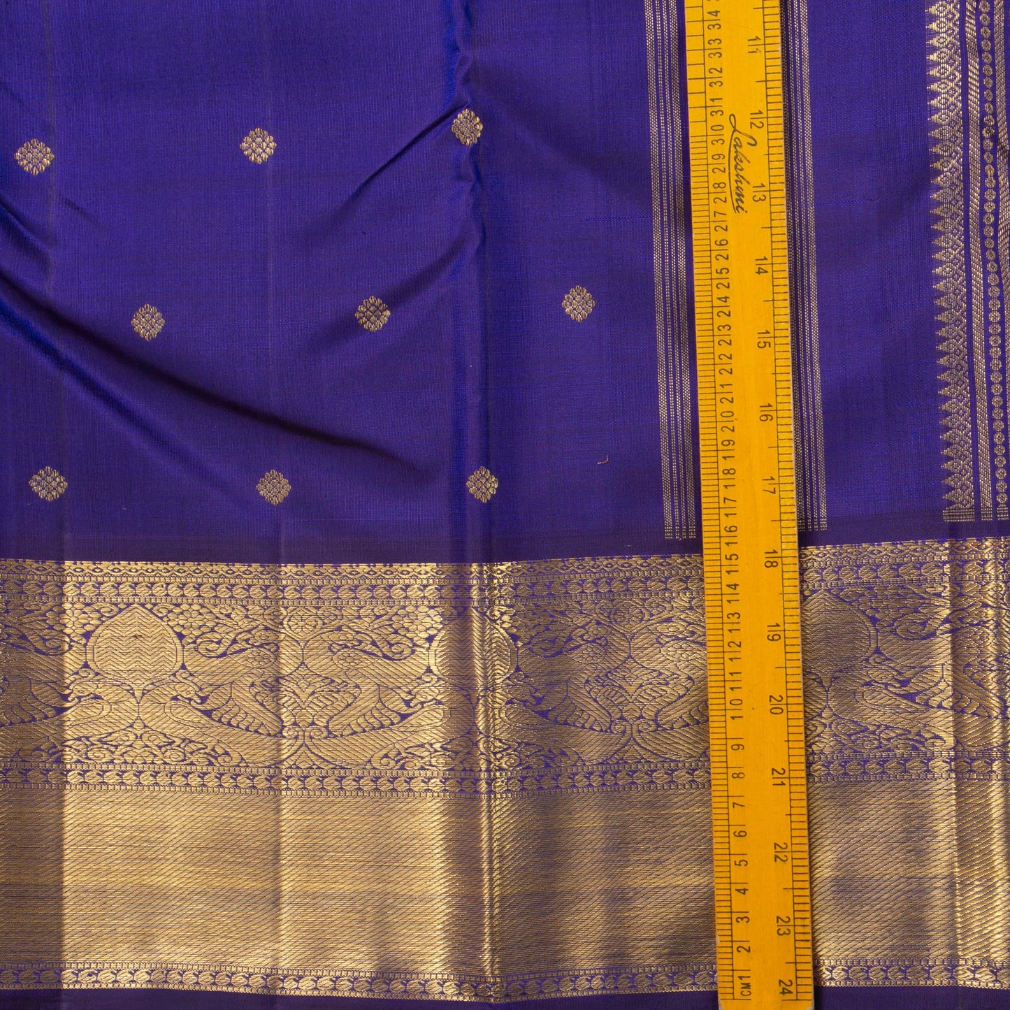 Blue Kanchipuram Silk Saree With Medium Border Handwoven Pure Silk For Wedding Wear PV 2038 - - Panjavarnam PV 2038
