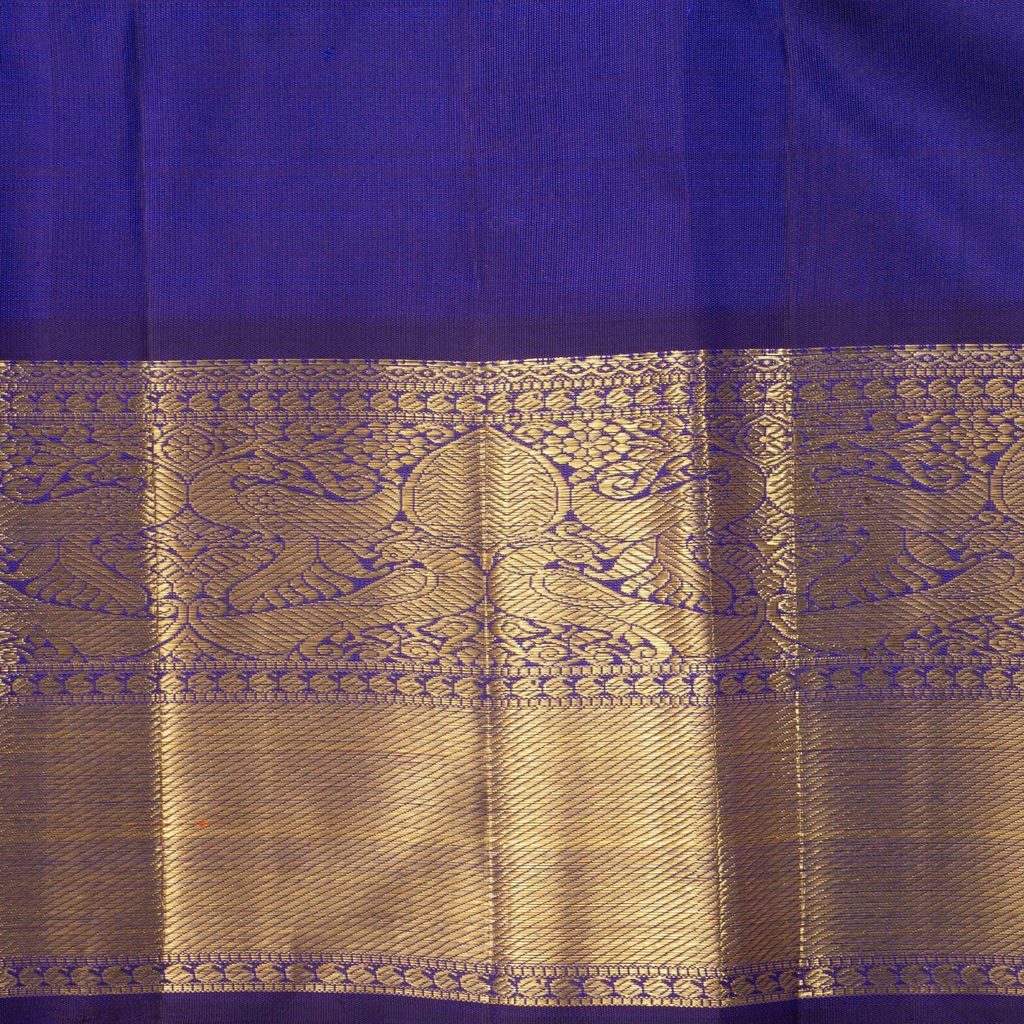 Blue Kanchipuram Silk Saree With Medium Border Handwoven Pure Silk For Wedding Wear PV 2038 - - Panjavarnam PV 2038