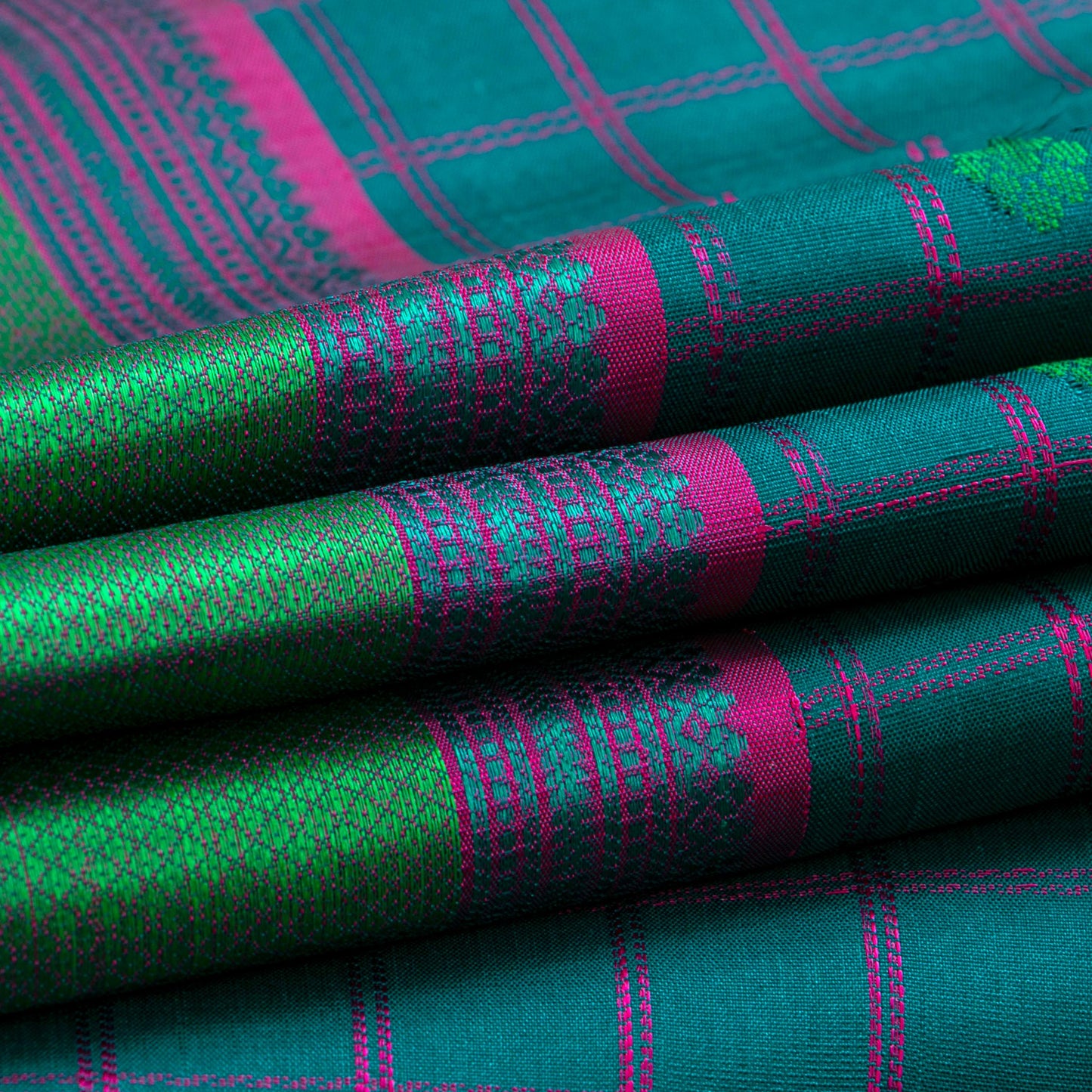 Blue Kanchipuram Silk Saree With No Zari For Office Wear PV RM NZ 465 - Silk Sari - Panjavarnam PV RM NZ 465