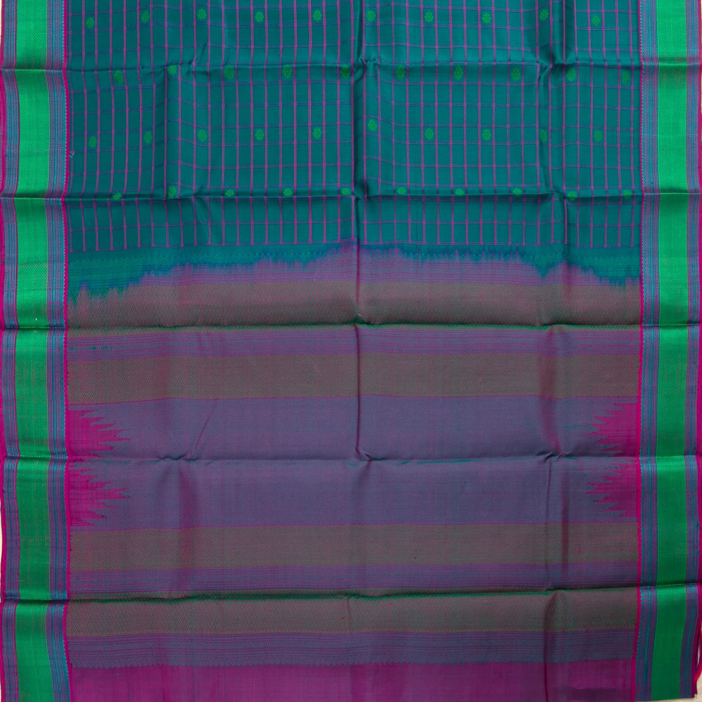 Blue Kanchipuram Silk Saree With No Zari For Office Wear PV RM NZ 465 - Silk Sari - Panjavarnam PV RM NZ 465
