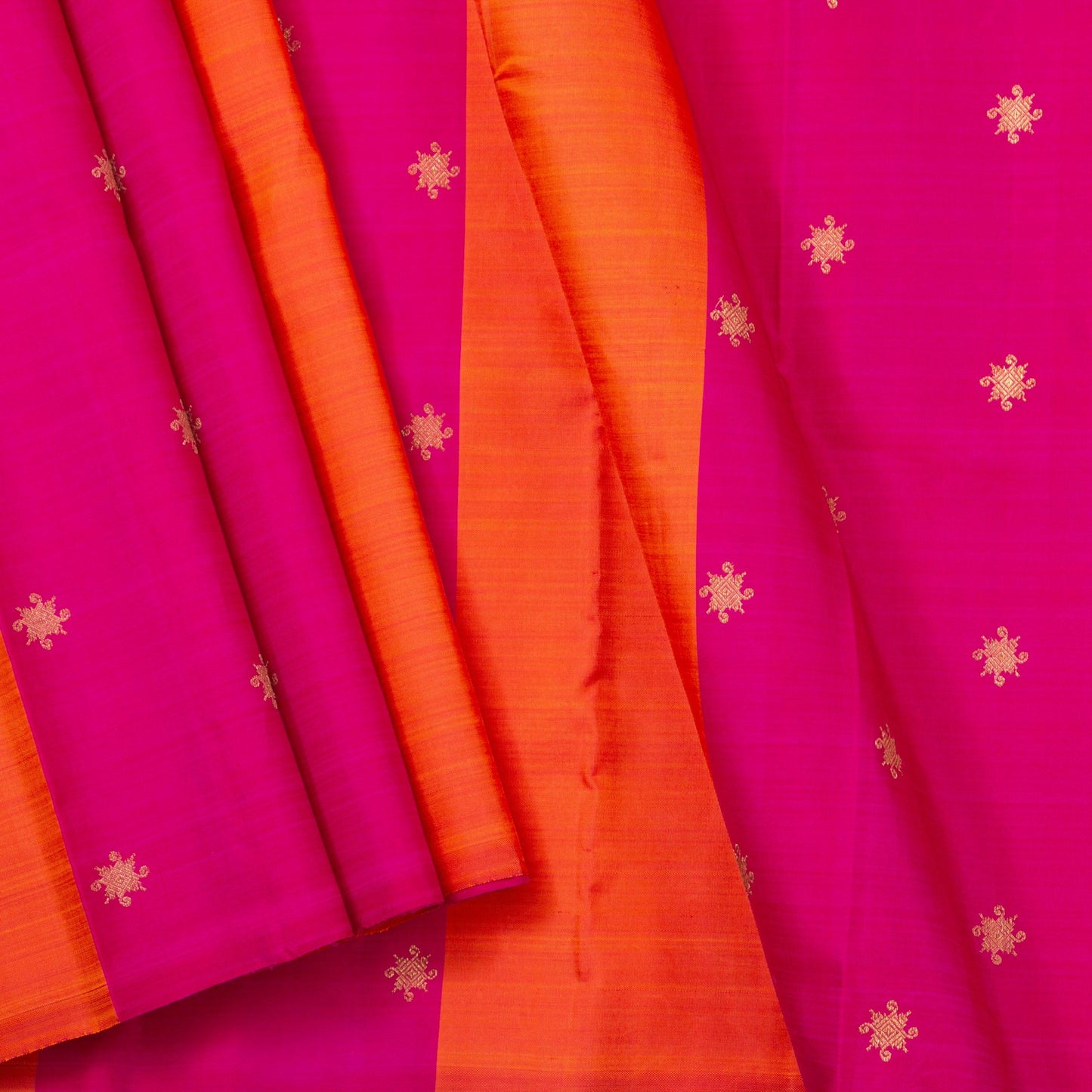 Borderless Pink And Orange Kanchipuram Silk Saree For Wedding Wear PV NYC 1288 - Silk Sari - Panjavarnam PV NYC 1288