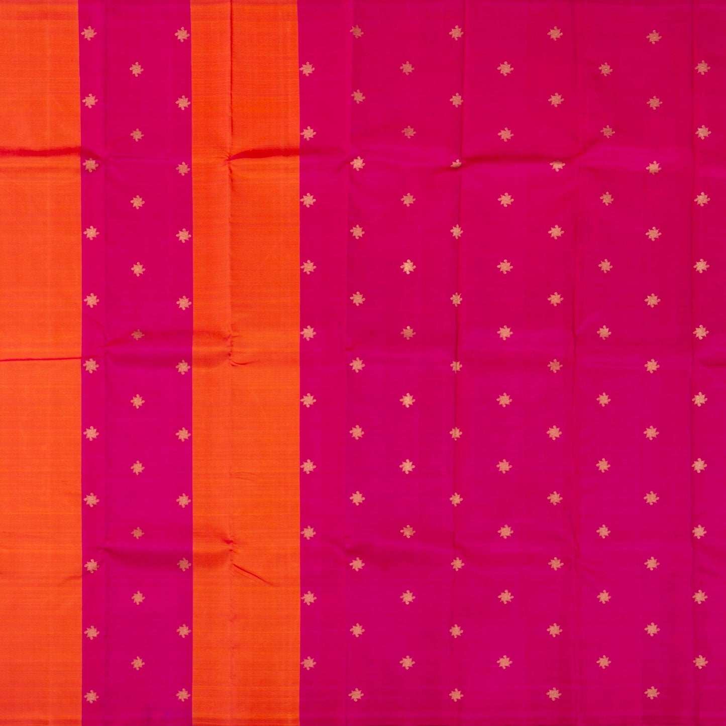 Borderless Pink And Orange Kanchipuram Silk Saree For Wedding Wear PV NYC 1288 - Silk Sari - Panjavarnam PV NYC 1288
