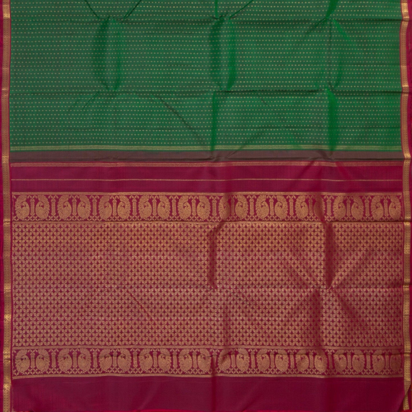 Bottle Green And Magenta Kanjivaram Silk Saree With Short Border For Festive Wear PV NYC 1176 - Silk Sari - Panjavarnam PV NYC 1176