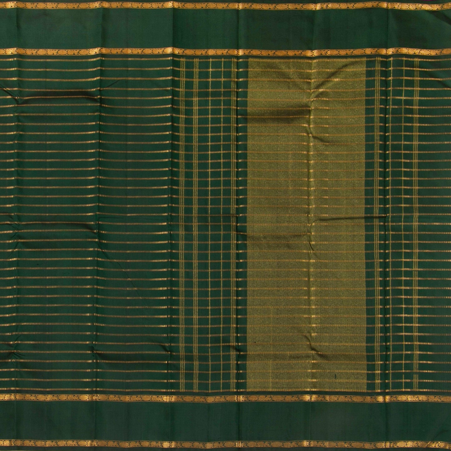 Bottle Green Kanchipuram Silk Saree With Contrast Blouse For Wedding Wear PV NYC 1292 - Silk Sari - Panjavarnam PV NYC 1292