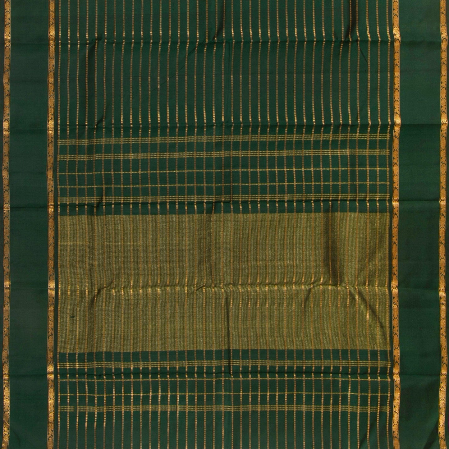 Bottle Green Kanchipuram Silk Saree With Contrast Blouse For Wedding Wear PV NYC 1292 - Silk Sari - Panjavarnam PV NYC 1292