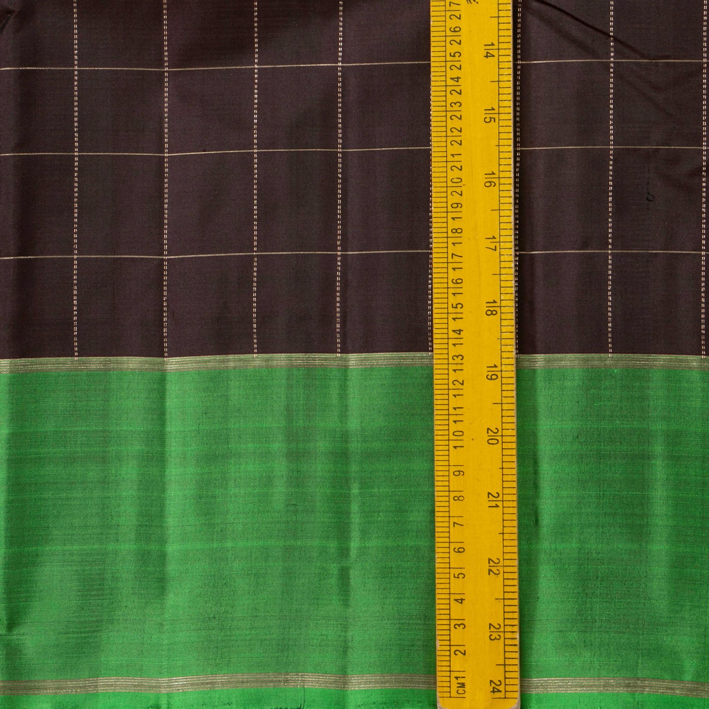Brown And Green Light Weight Kanchipuram Silk Saree For Festive Wear PV 2043 - Silk Sari - Panjavarnam PV 2043