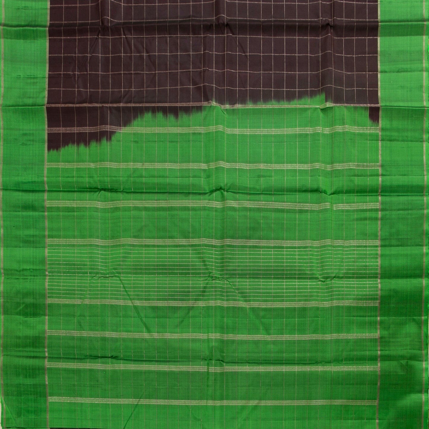 Brown And Green Light Weight Kanchipuram Silk Saree For Festive Wear PV 2043 - Silk Sari - Panjavarnam PV 2043