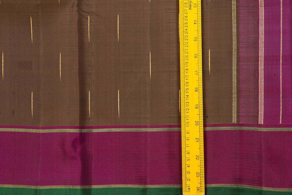 Brown And Magenta Kanchipuram Silk Saree With Small Border Handwoven Pure Silk For Festive Wear PV NYC 1003 - Silk Sari - Panjavarnam PV NYC 1003
