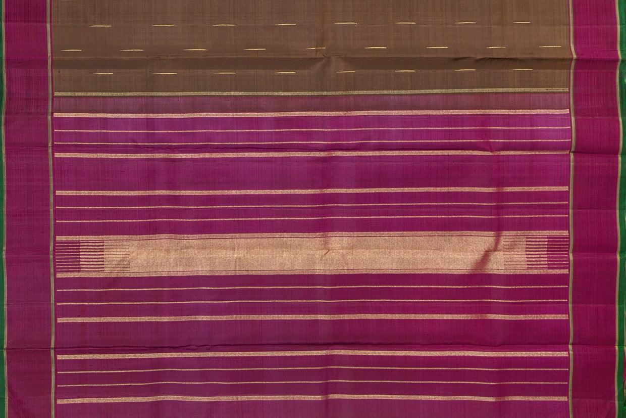 Brown And Magenta Kanchipuram Silk Saree With Small Border Handwoven Pure Silk For Festive Wear PV NYC 1003 - Silk Sari - Panjavarnam PV NYC 1003