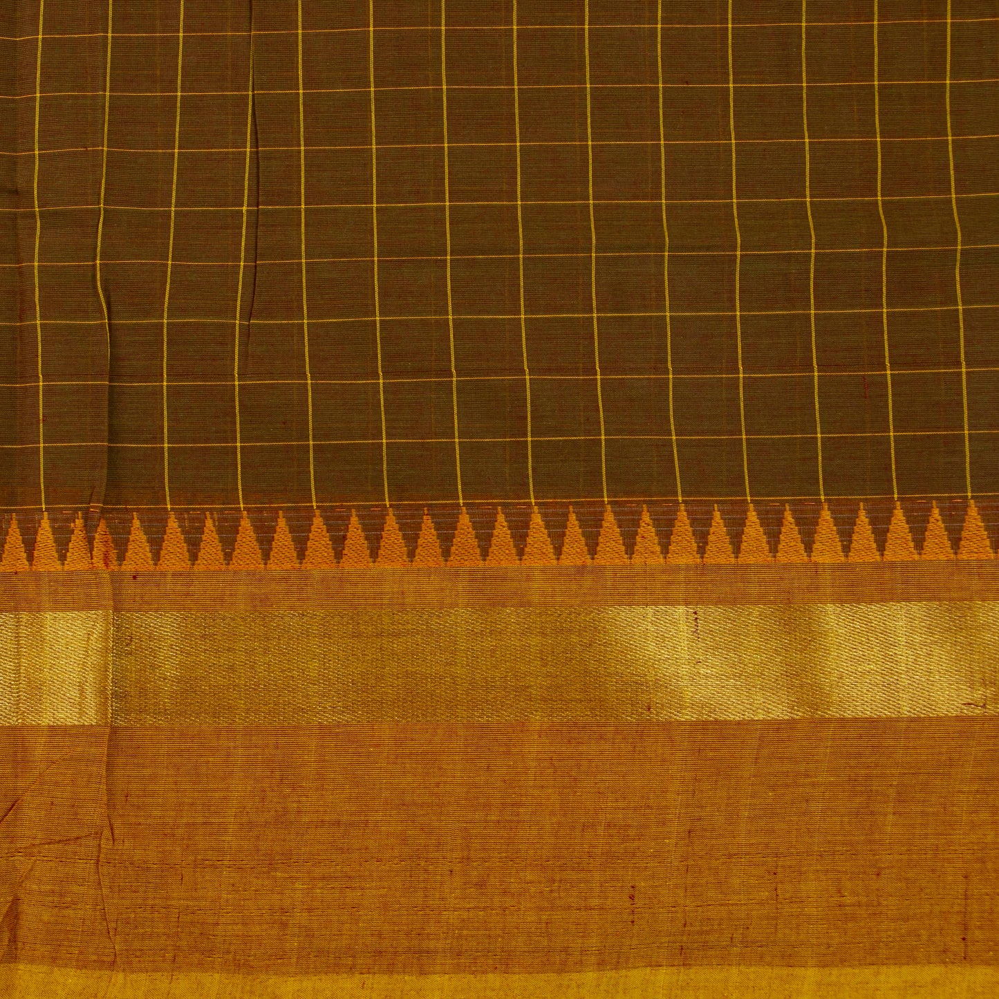 Brown And Mustard Kanchi Cotton Saree PV MM KC 146 - Cotton Saree - Panjavarnam PV MM KC 146