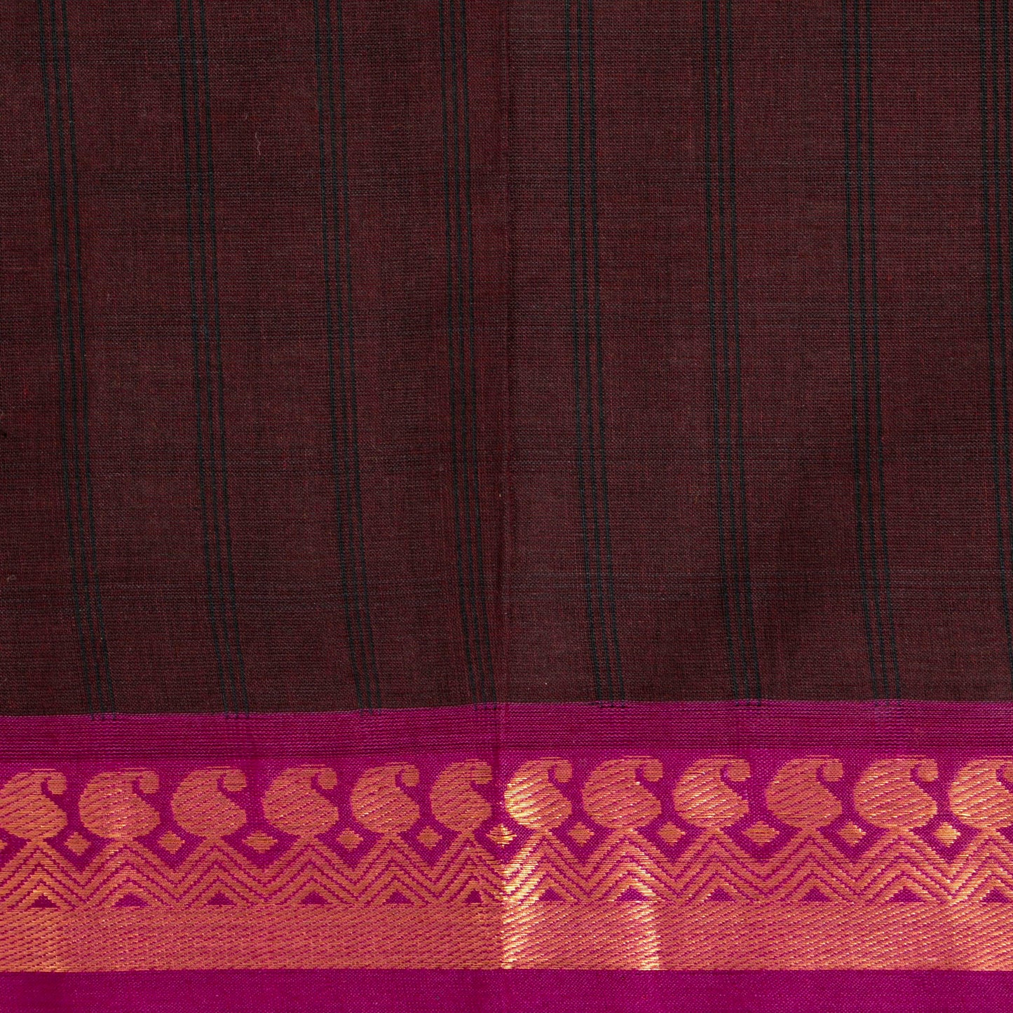 Brown And Pink Kanchi Cotton Saree PV MM KC 138 - Cotton Saree - Panjavarnam PV MM KC 138