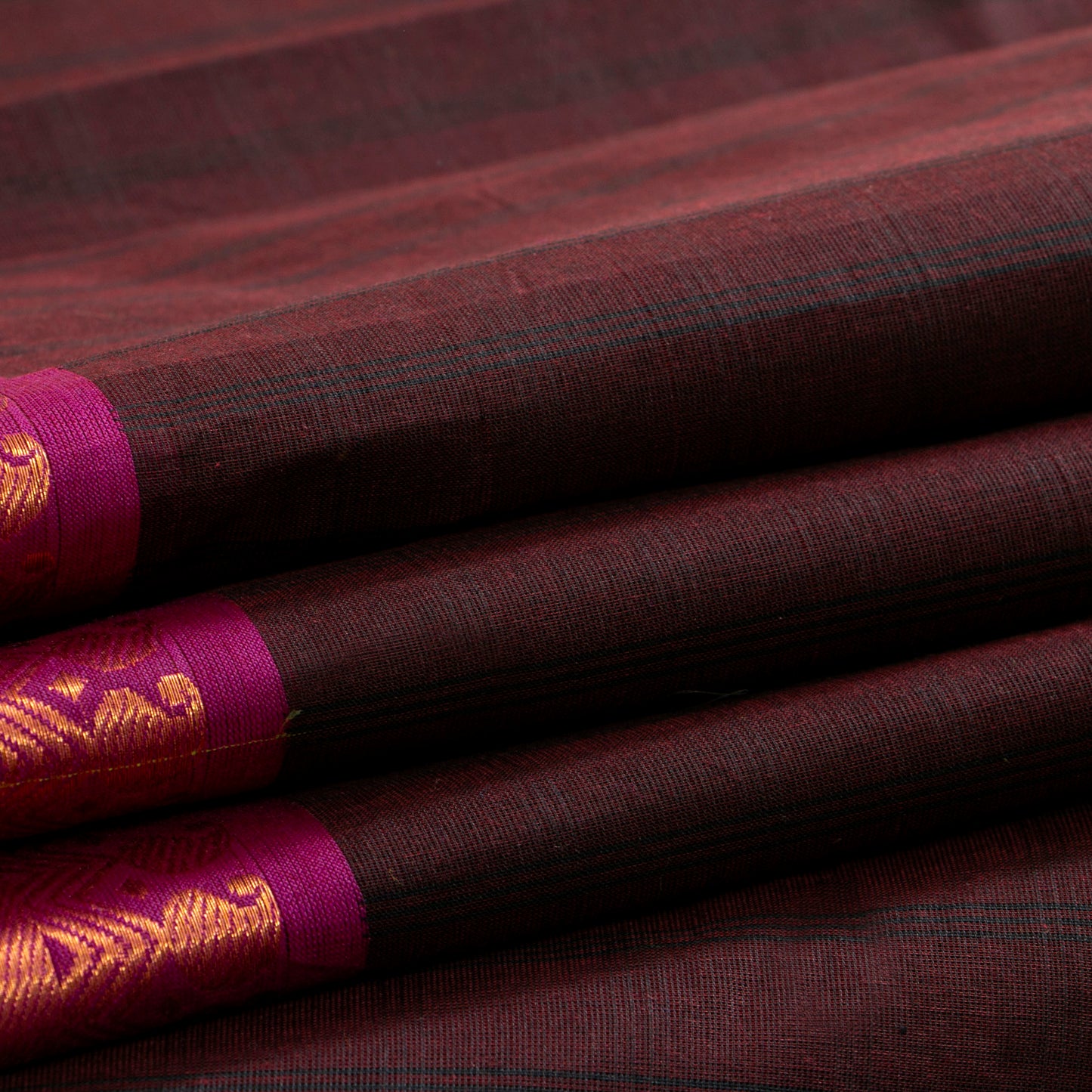 Brown And Pink Kanchi Cotton Saree PV MM KC 138 - Cotton Saree - Panjavarnam PV MM KC 138
