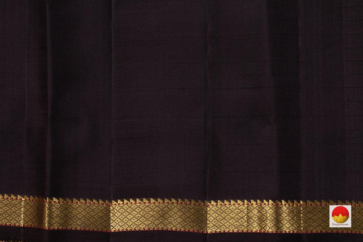 Dark Purple Kanchipuram Silk Saree With Magenta And Green Checks Handwoven Pure Silk Pure Zari For Wedding Wear PV NYC 587 - Silk Sari - Panjavarnam PV NYC587