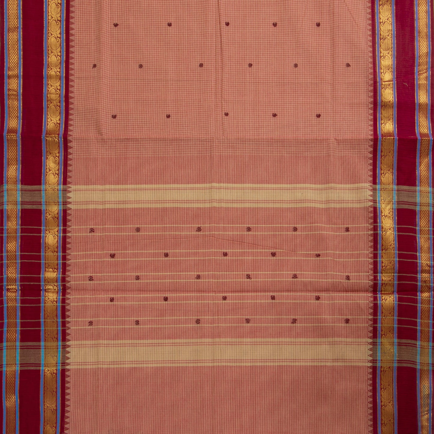 Gheva And Maroon Kanchi Cotton Saree PV MM KC 297 - Cotton Saree - Panjavarnam PV MM KC 297