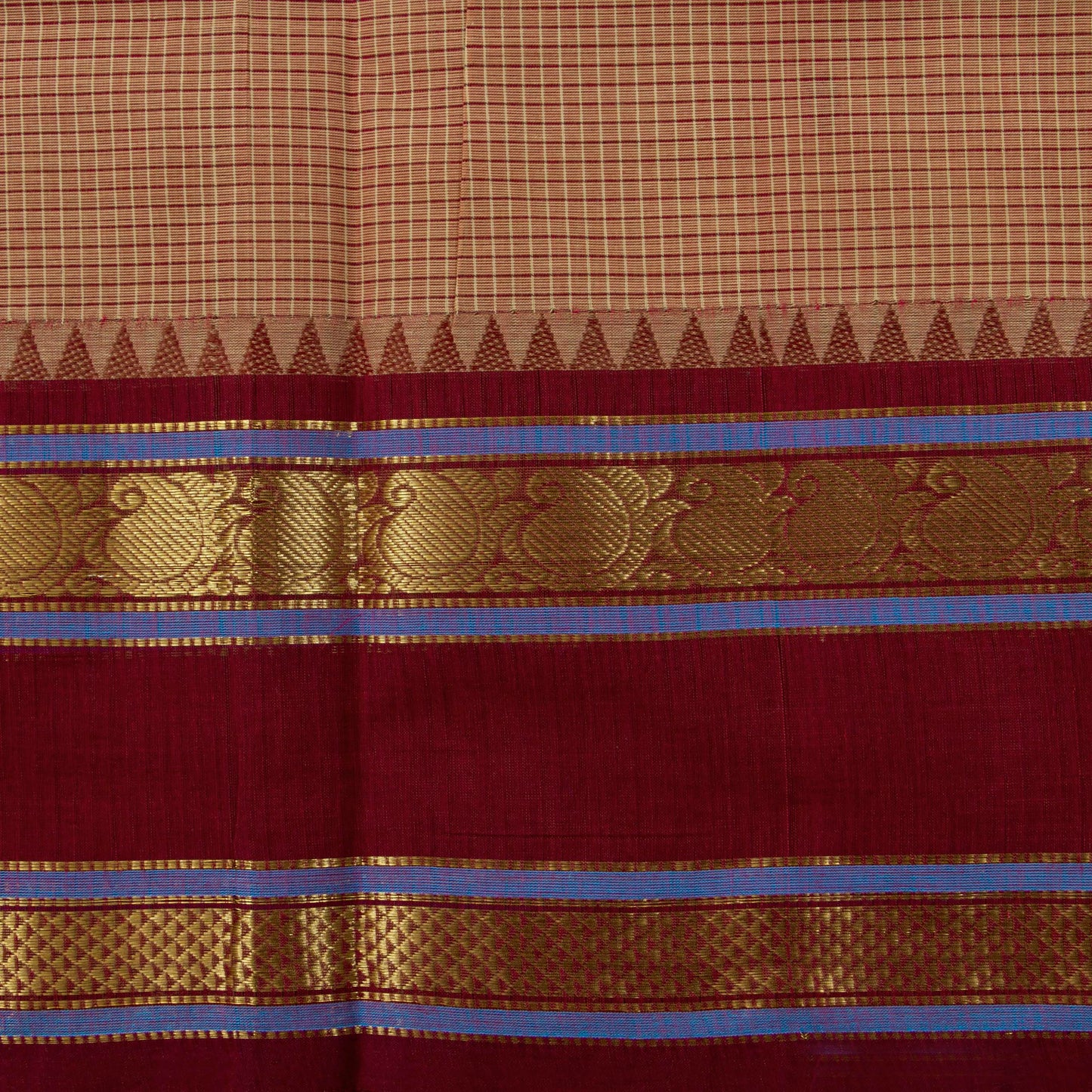 Gheva And Maroon Kanchi Cotton Saree PV MM KC 297 - Cotton Saree - Panjavarnam PV MM KC 297
