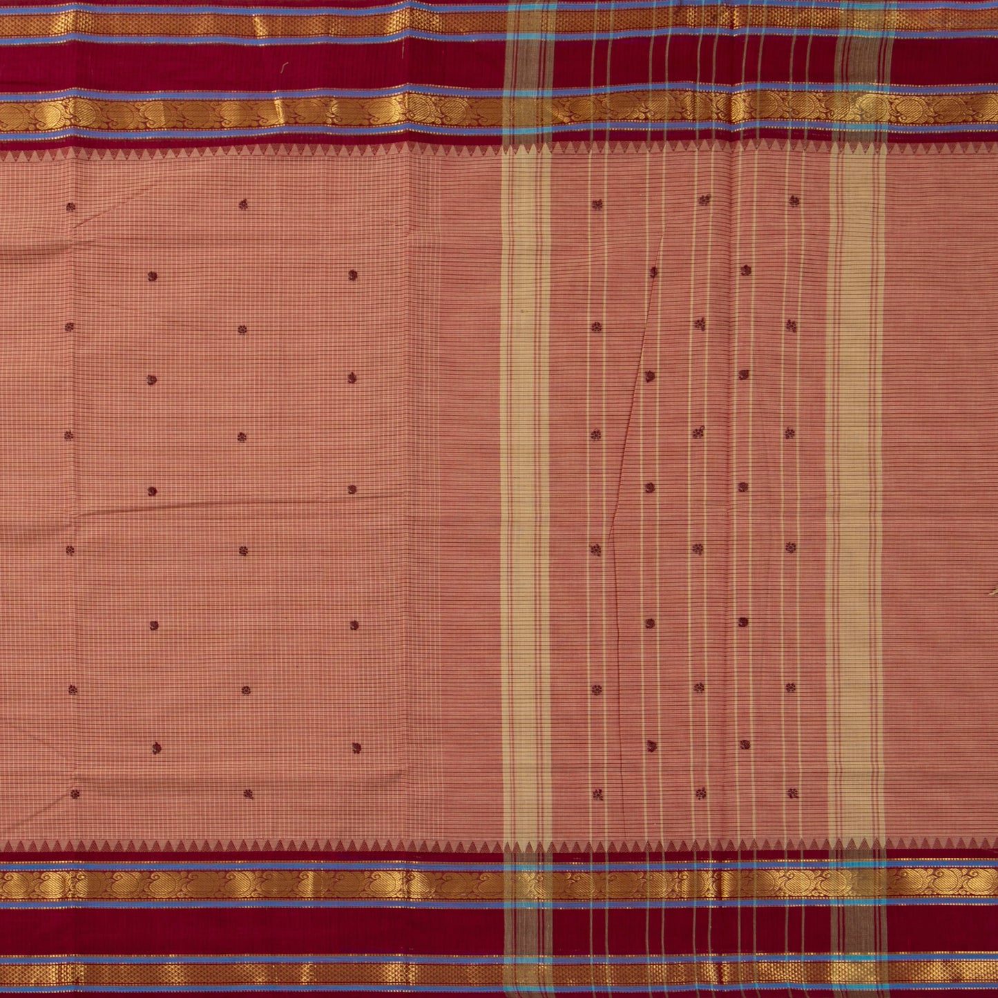 Gheva And Maroon Kanchi Cotton Saree PV MM KC 297 - Cotton Saree - Panjavarnam PV MM KC 297