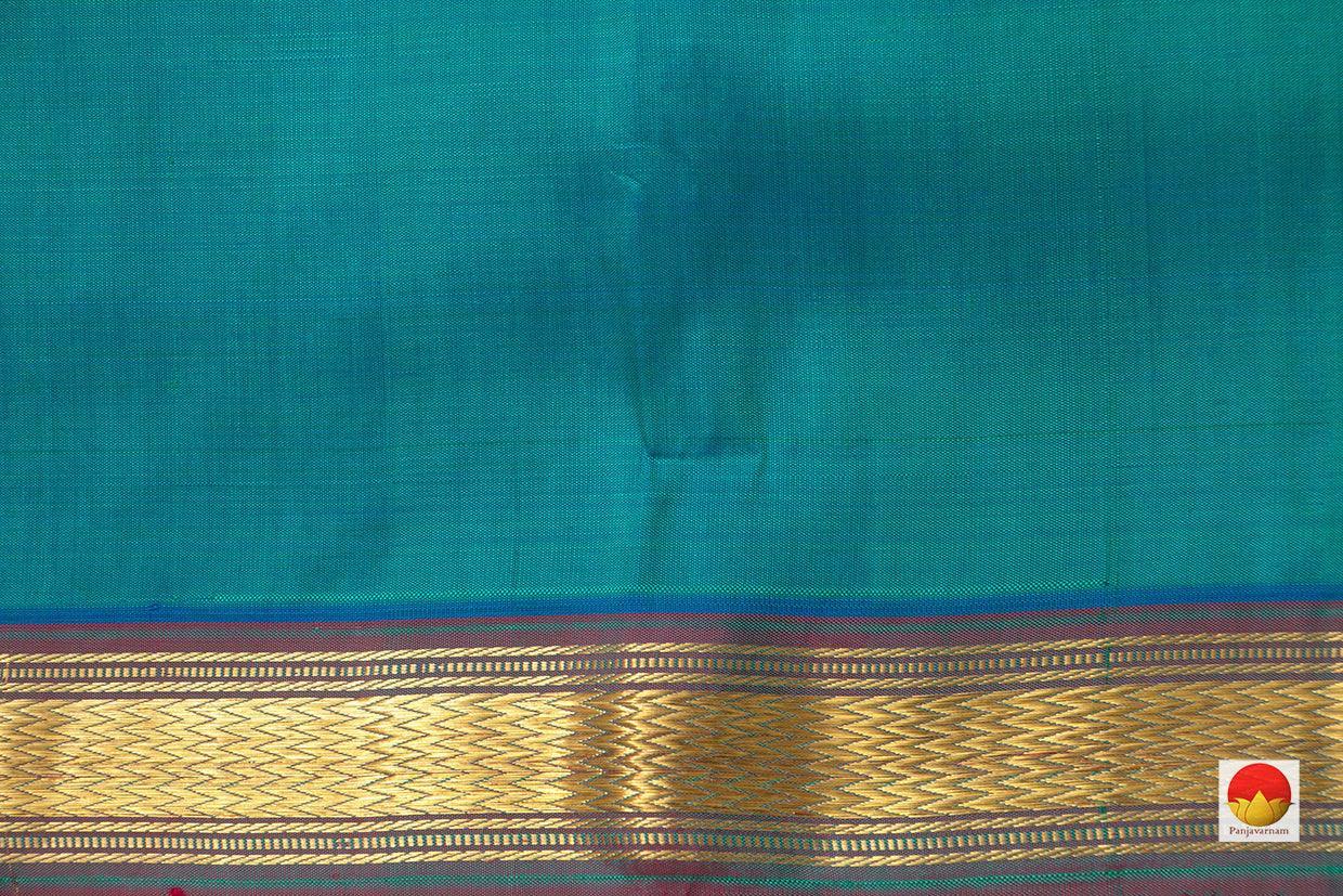 Green And Blue Double Shade Kanchipuram Silk Saree Light Weight Handwoven Pure Silk Pure Zari For Office Wear PV ABI 1206 - Silk Sari - Panjavarnam PV ABI 1206