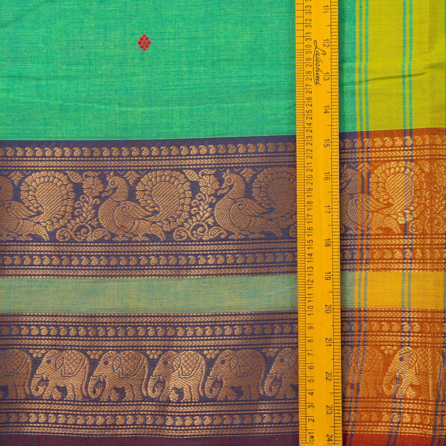 Green And Blue Kanchi Cotton Saree PV MM KC 231 - Cotton Saree - Panjavarnam PV MM KC 231