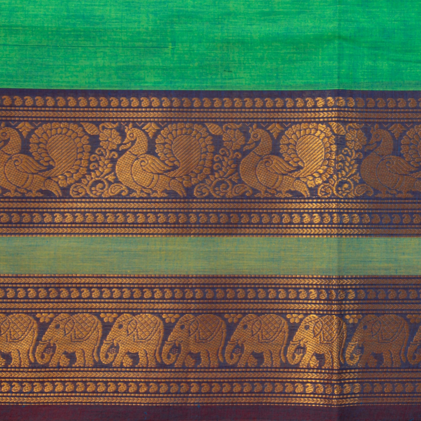 Green And Blue Kanchi Cotton Saree PV MM KC 231 - Cotton Saree - Panjavarnam PV MM KC 231