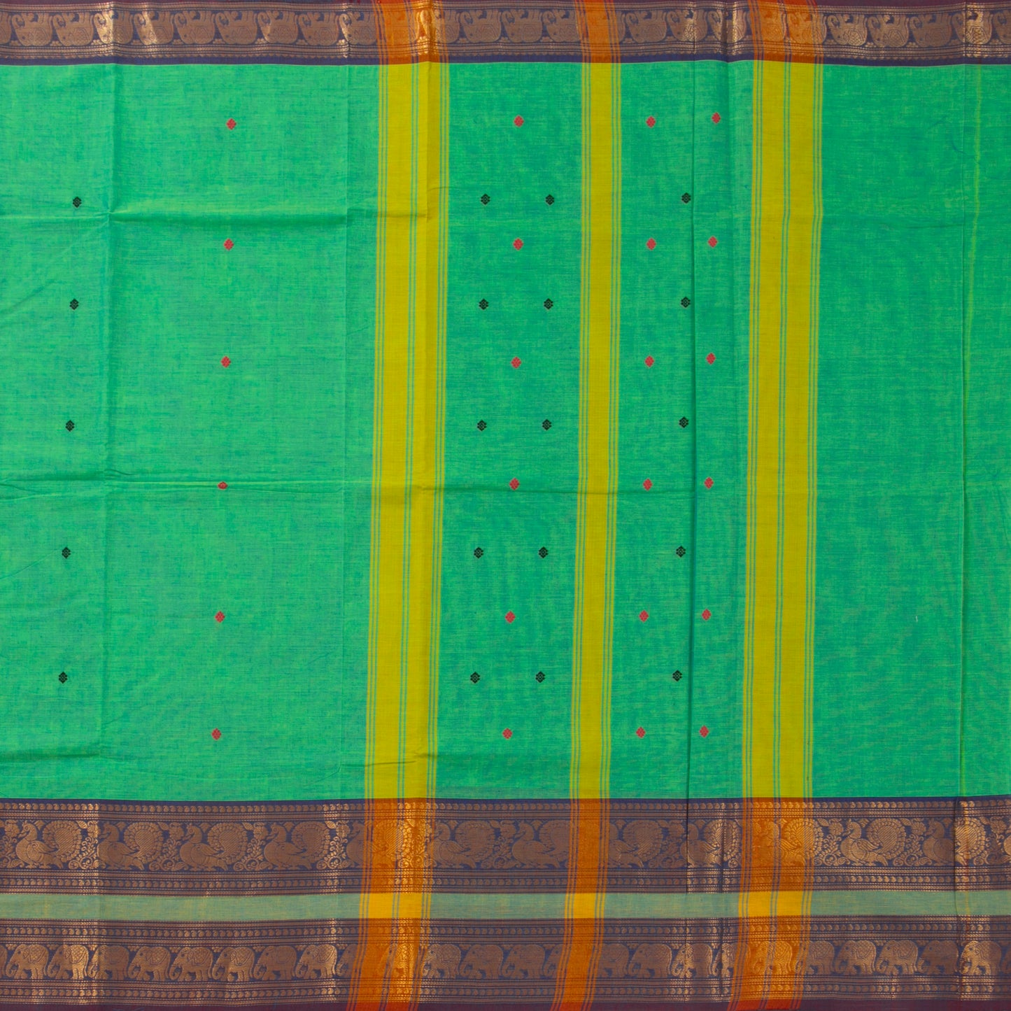 Green And Blue Kanchi Cotton Saree PV MM KC 231 - Cotton Saree - Panjavarnam PV MM KC 231